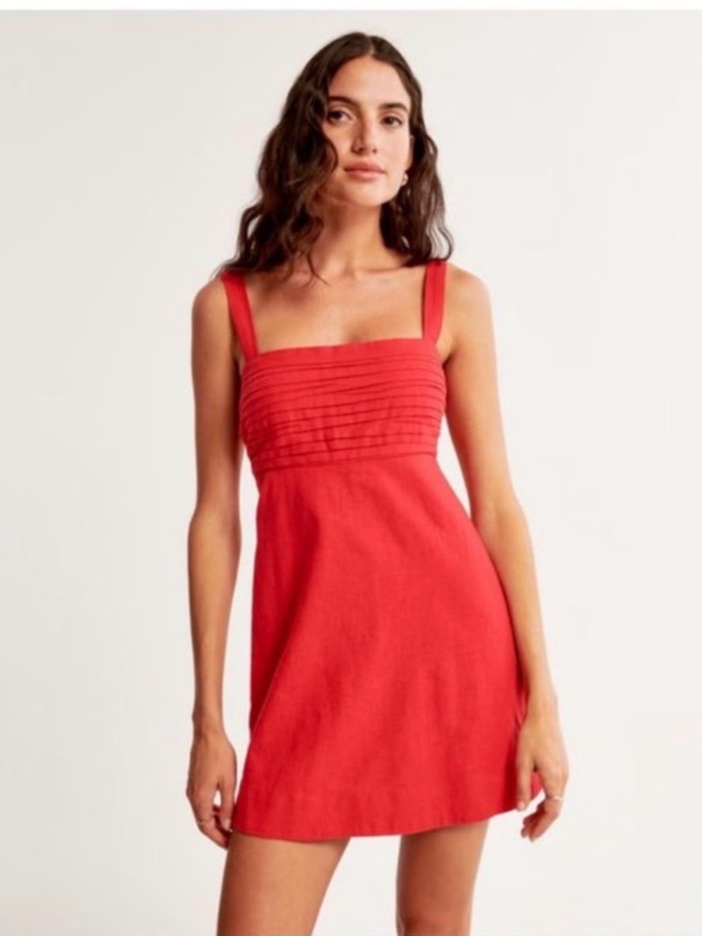 Abercrombie & Fitch Red Linen Dress with Builtin shorts